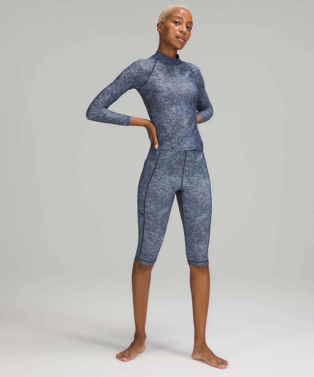 Lululemon Waterside UVP Long-Sleeve Rash Guard - Denim Wash Print