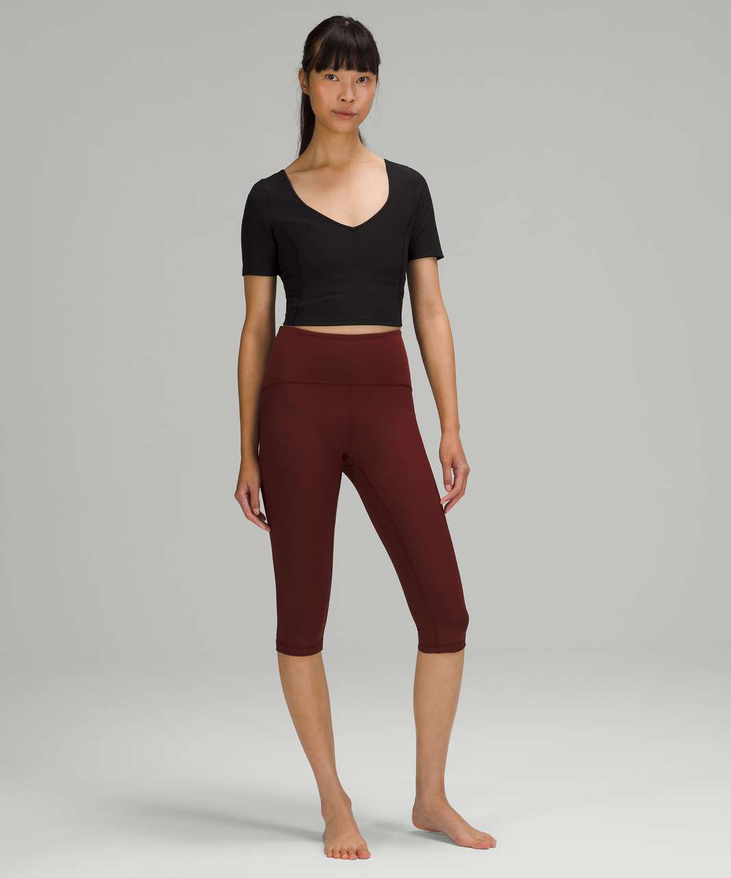 Lululemon Ribbed Contoured High Rise Crop *17" - Red Merlot