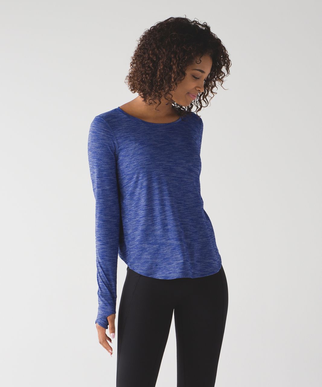 Lululemon On The Run Long Sleeve - Heathered Sapphire Blue - lulu