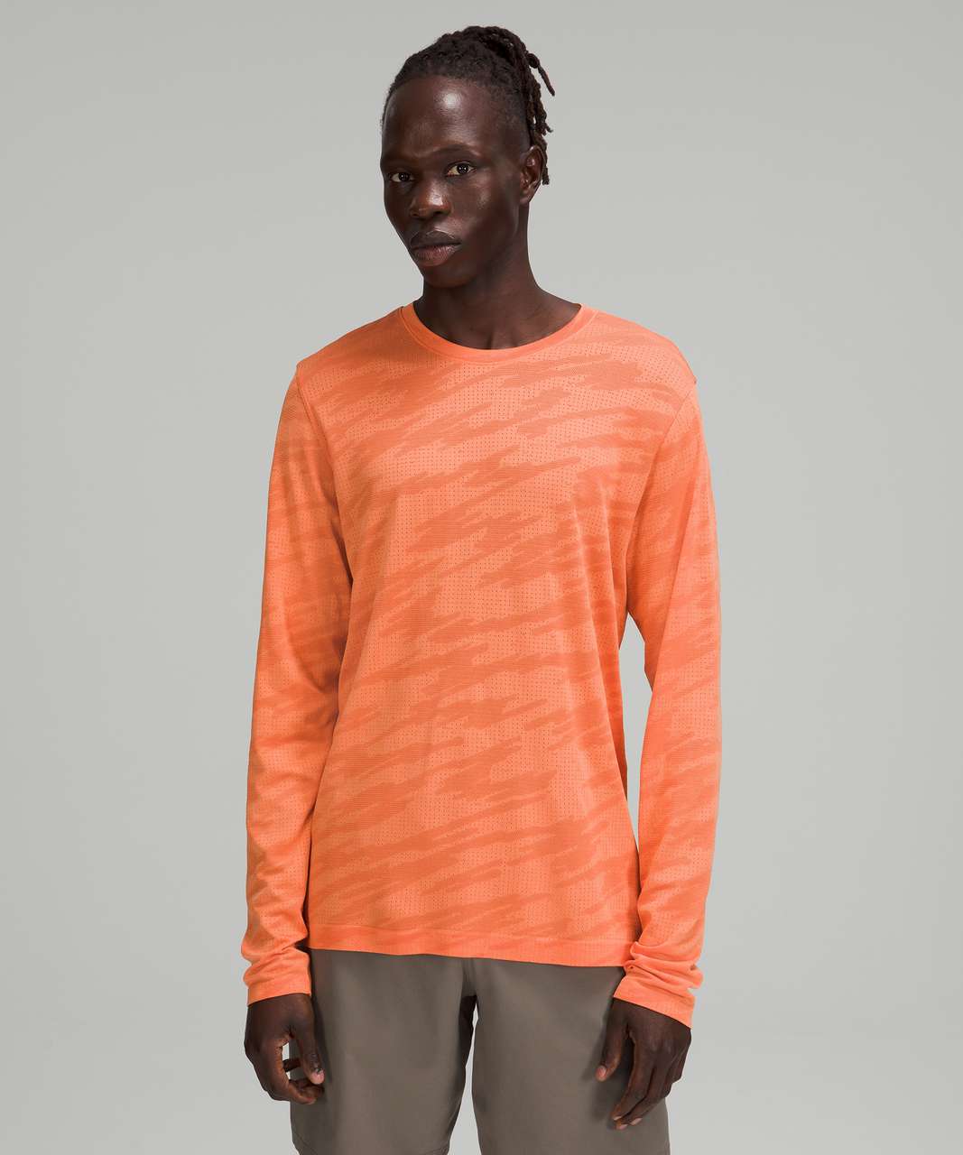 Lululemon Metal Vent Breathe Long Sleeve - Scatter Surface Warm Coral / Golden Apricot