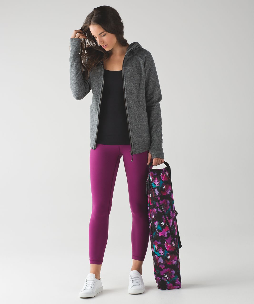 Lululemon The Yoga Bag - Midnight Bloom Black Deep Fuschia