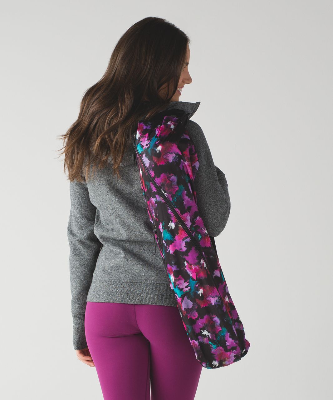 Lululemon The Yoga Bag - Midnight Bloom Black Deep Fuschia