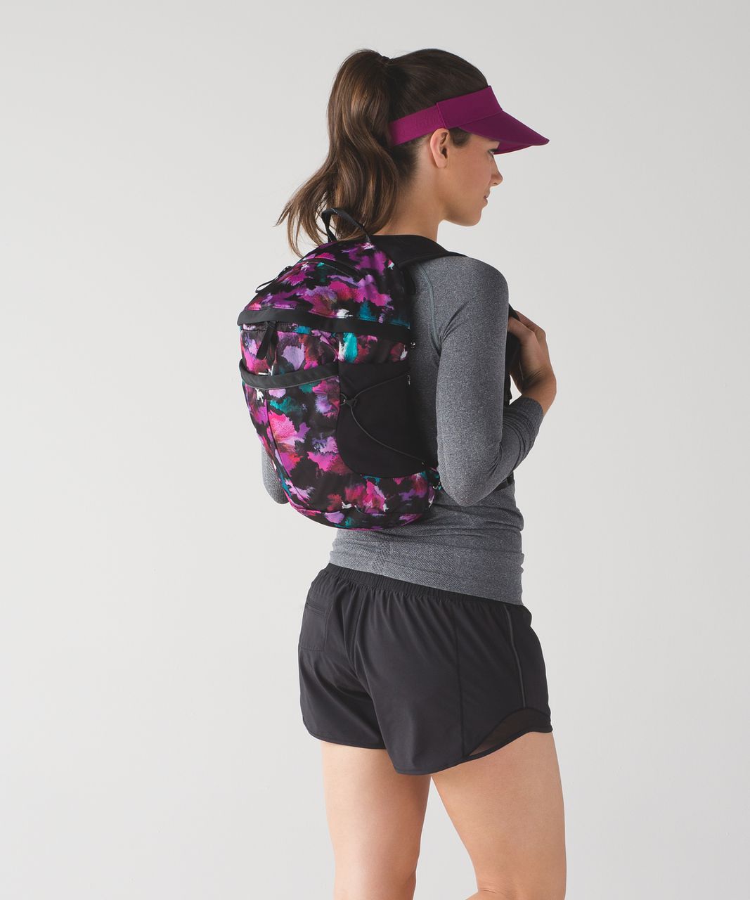 Lululemon Run All Day Backpack - Midnight Bloom Black Deep Fuschia / Black