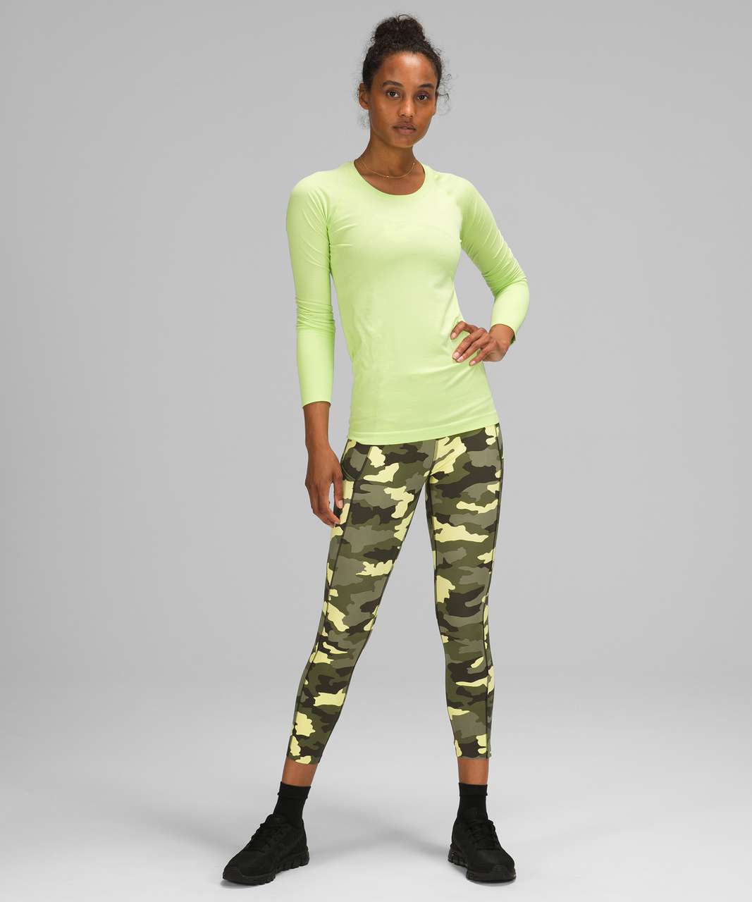 Lululemon Fast and Free High Rise Crop 23" - Heritage 365 Camo Crispin Green Multi