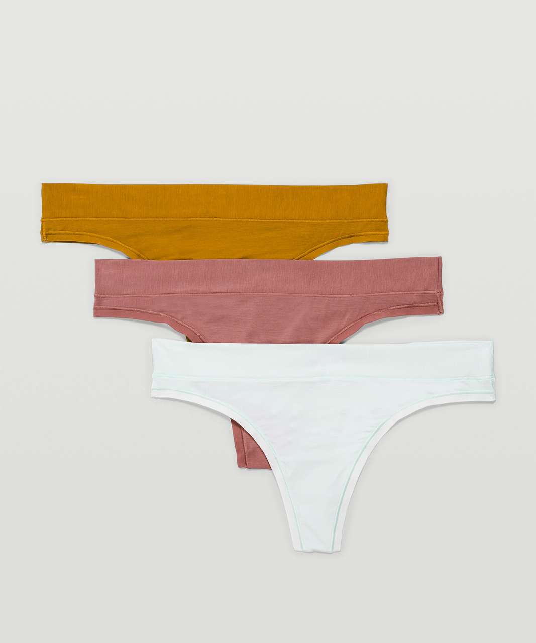Lululemon UnderEase Mid Rise Thong Underwear 3 Pack - Ocean Air / Spiced Chai / Gold Spice