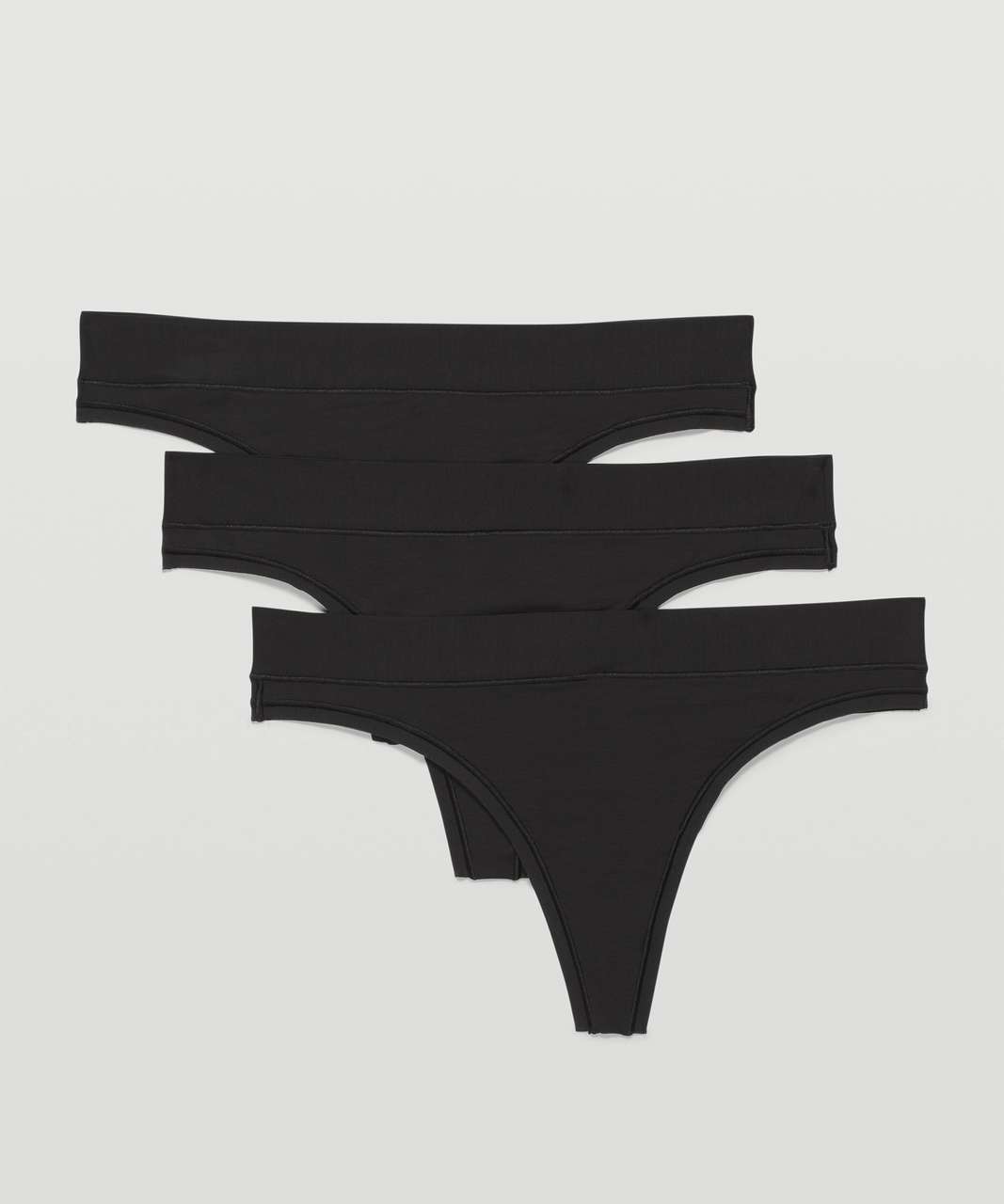 Lululemon UnderEase Mid Rise Thong Underwear 3 Pack - Black