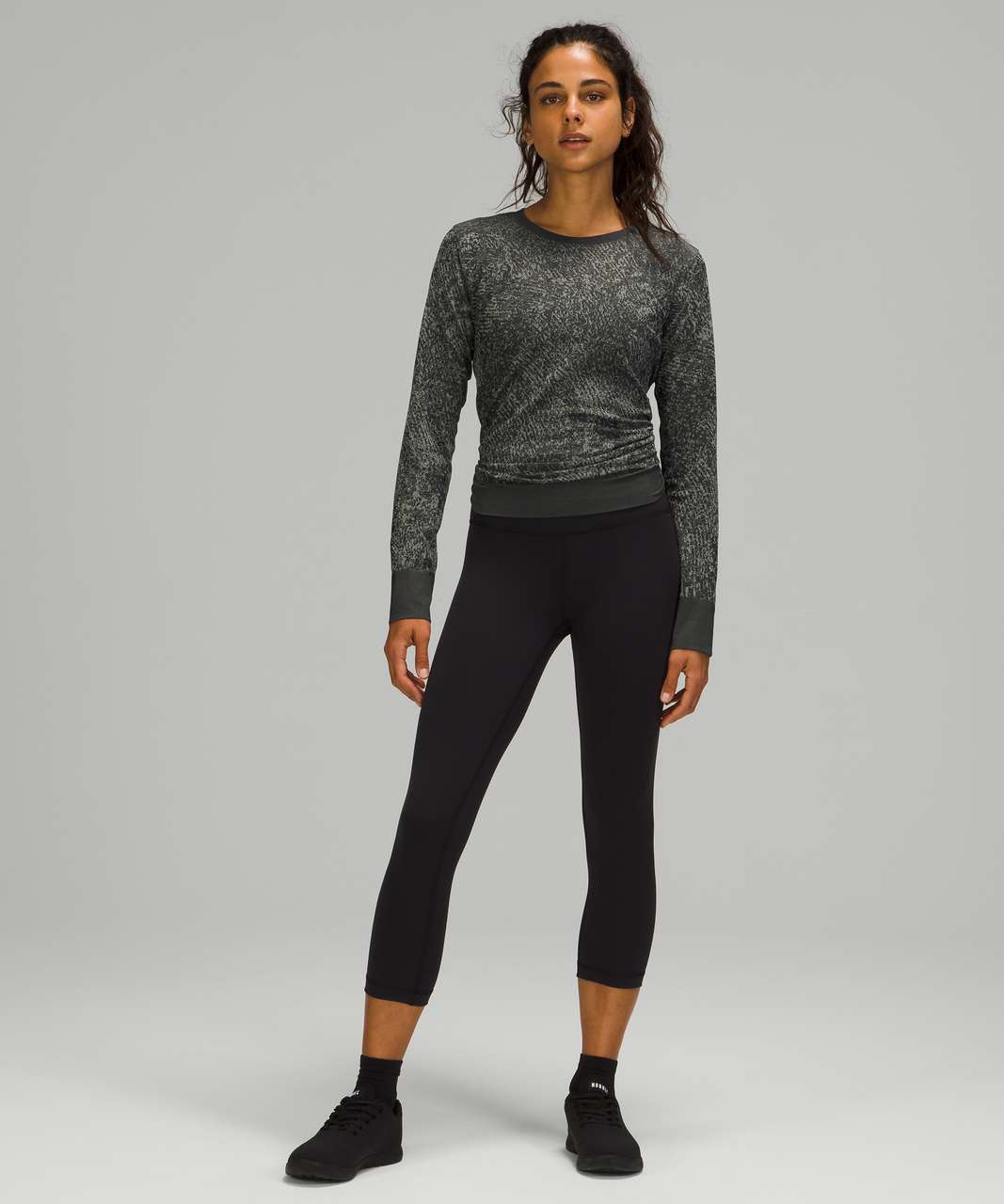 Lululemon Swiftly Breathe Long Sleeve - Floral Fauna Black / Rhino Grey