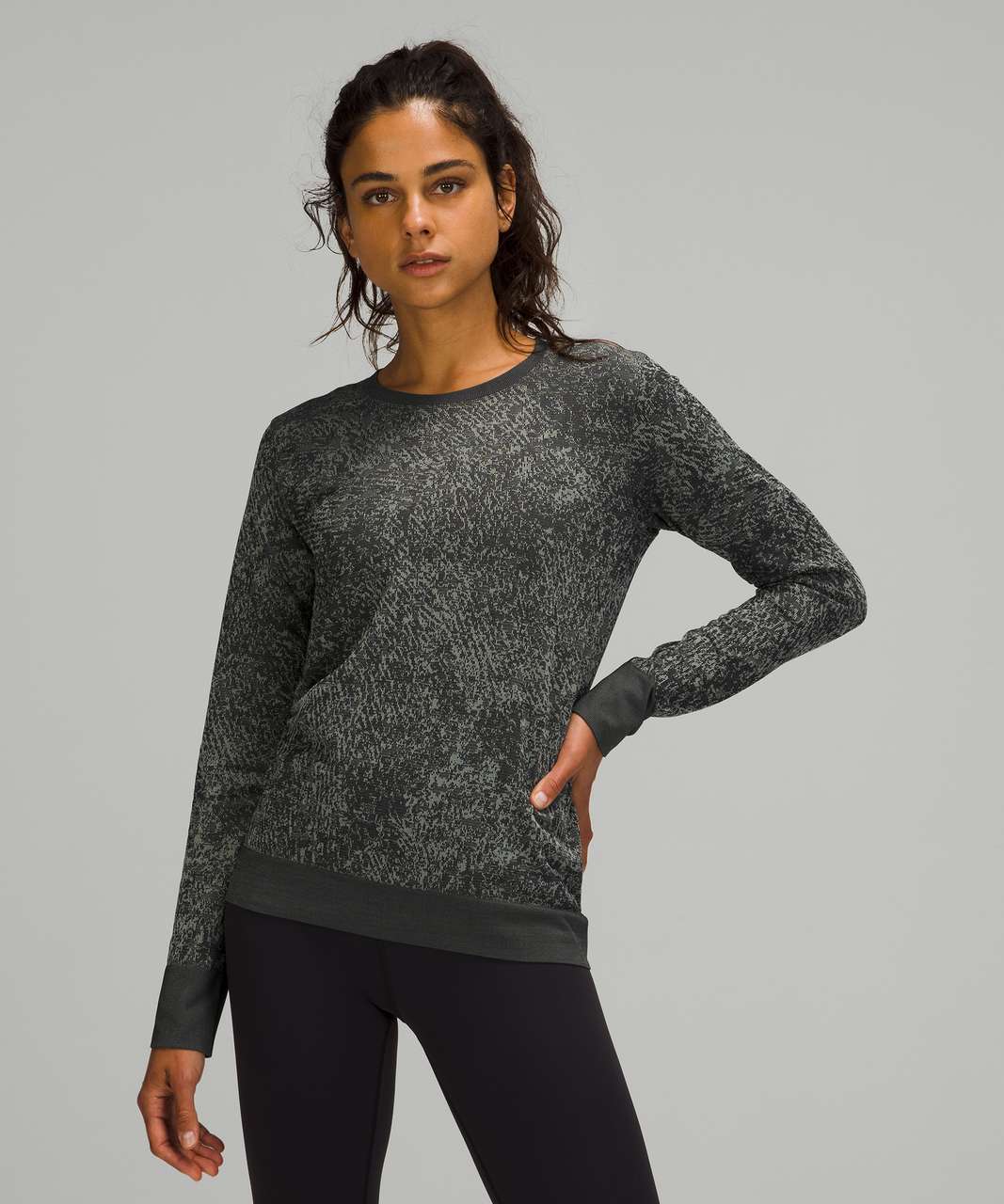 Lululemon Swiftly Breathe Long Sleeve - Floral Fauna Black / Rhino Grey