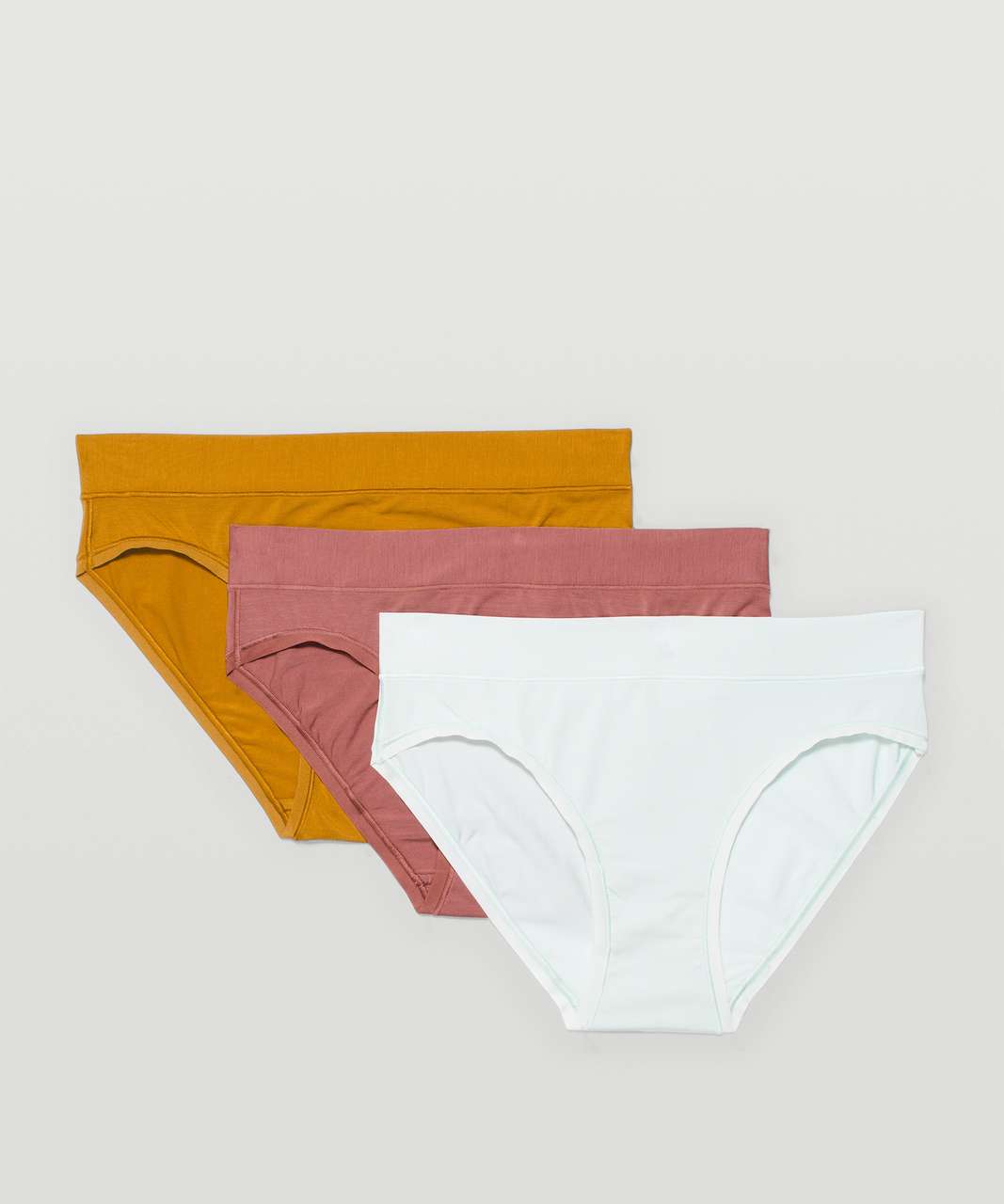 Lululemon UnderEase Mid Rise Bikini Underwear 3 Pack - Ocean Air / Spiced  Chai / Gold Spice - lulu fanatics