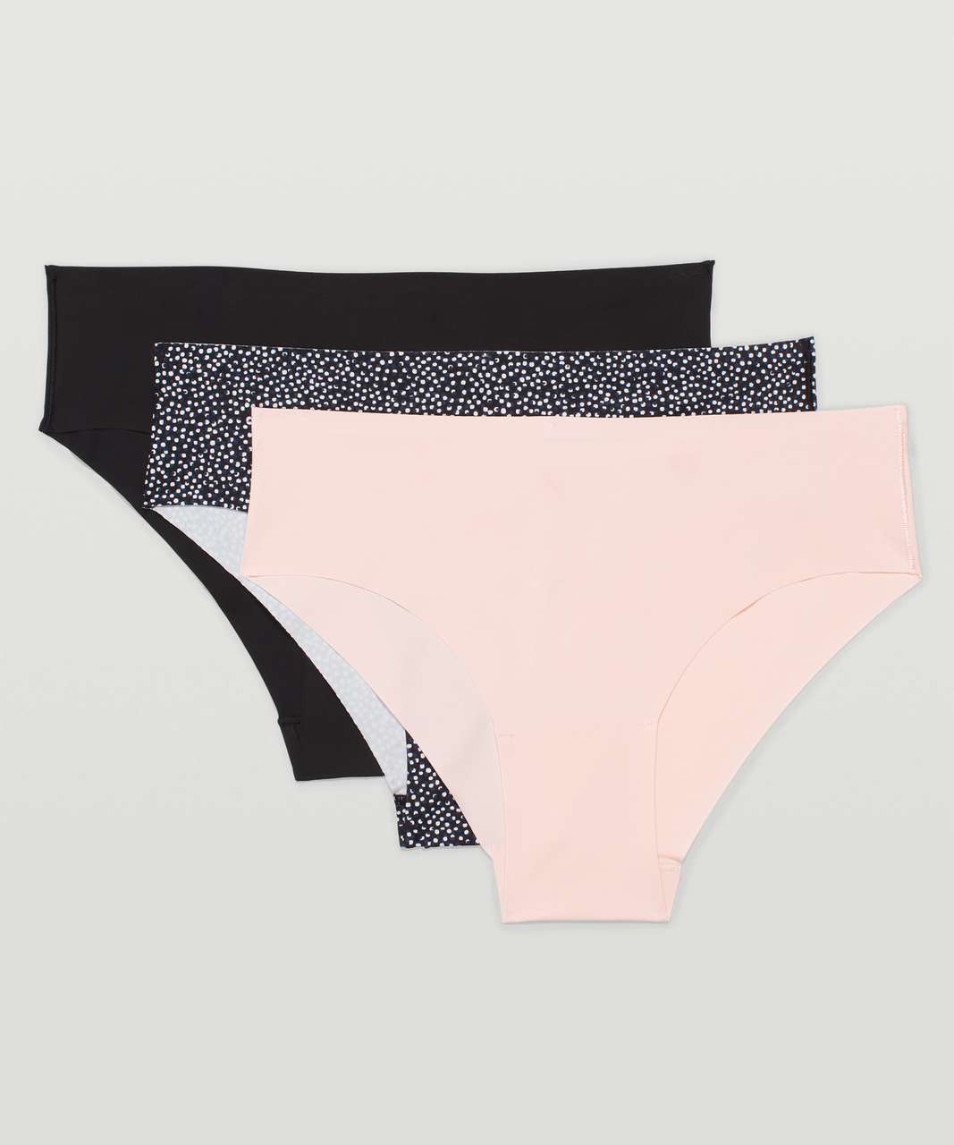 Lululemon InvisiWear Mid Rise Cheeky Bikini Underwear 3 Pack - Black / Pink  Mist / Double Dimension Starlight Black - lulu fanatics