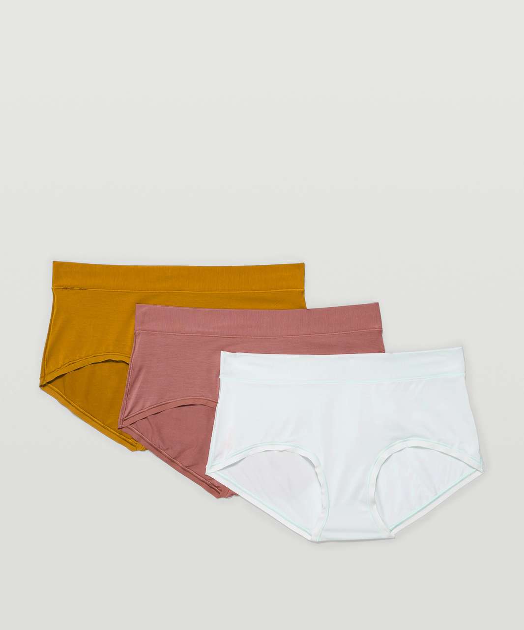 Lululemon UnderEase Mid Rise Boyshort Underwear 3 Pack - Ocean Air / Spiced Chai / Gold Spice