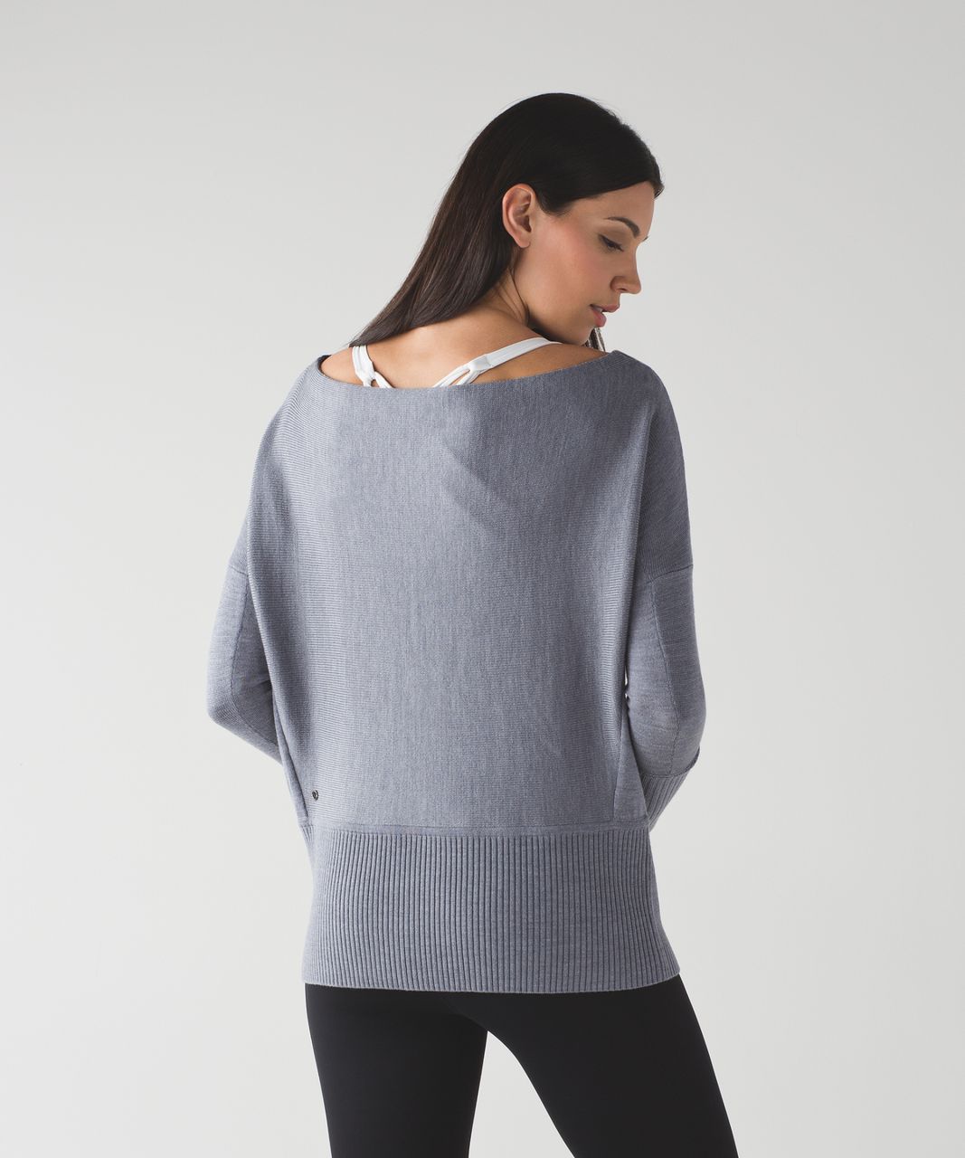 LULULEMON Sattva Sweater Heathered Arctic Grey 4 100% MERINO WOOL Long Sleeve