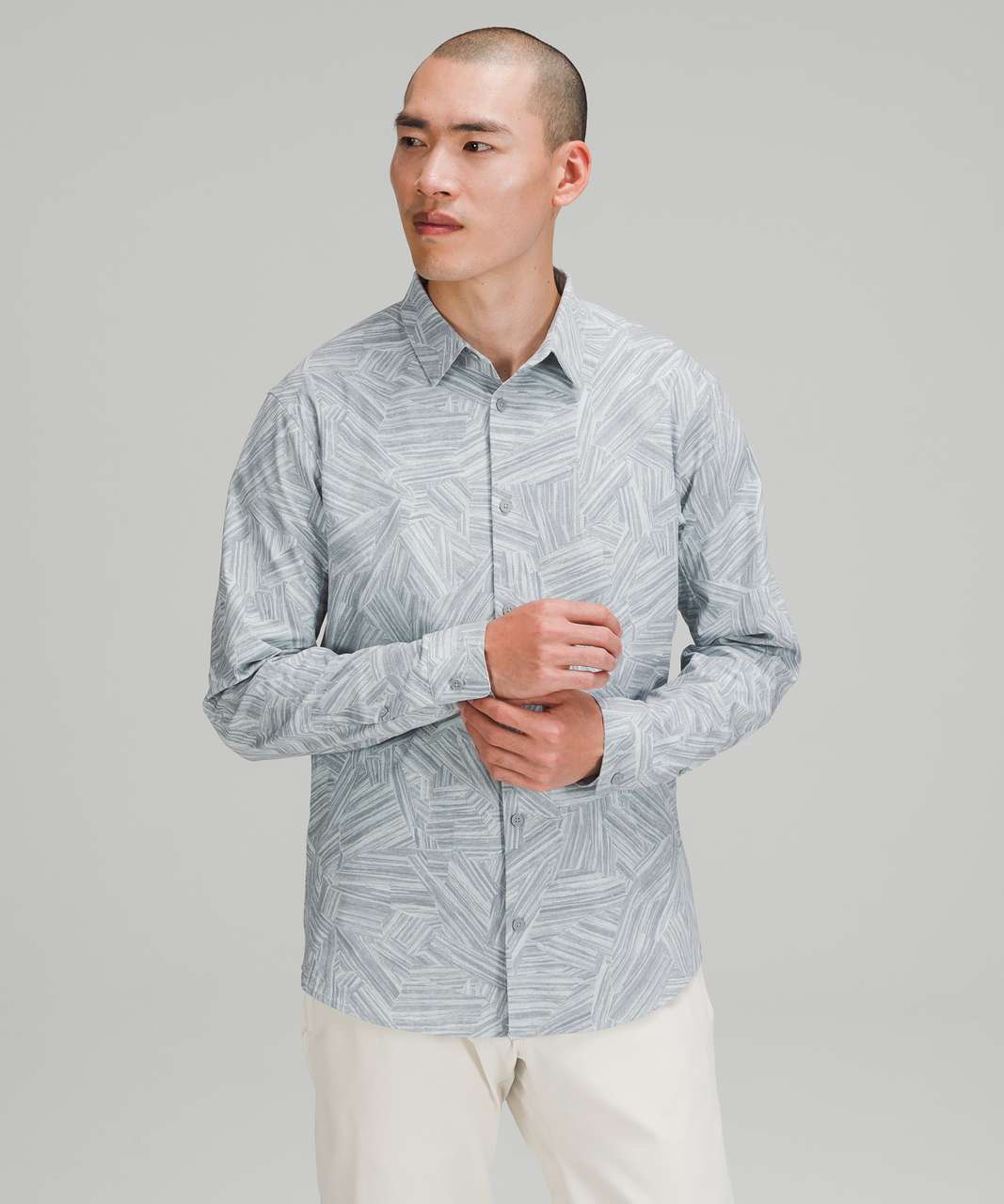 Lululemon Airing Easy Short Sleeve Button Up Shirt Ventlight Mesh In Flat  Cut Ocean Air