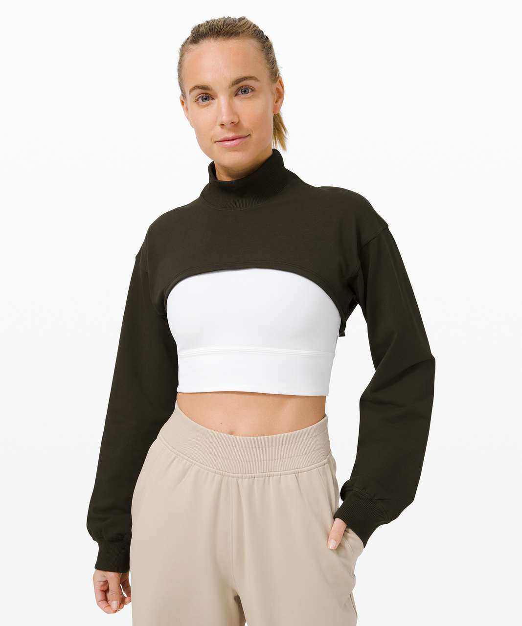 Cropped Mock Neck Long Sleeve