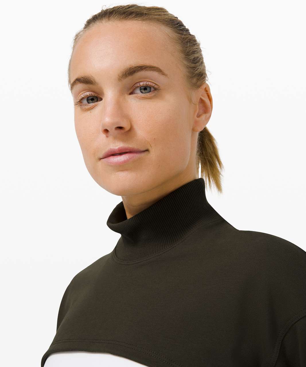 Lululemon LA Super Crop Mock Neck Turtleneck Long Sleeve - Dark Olive