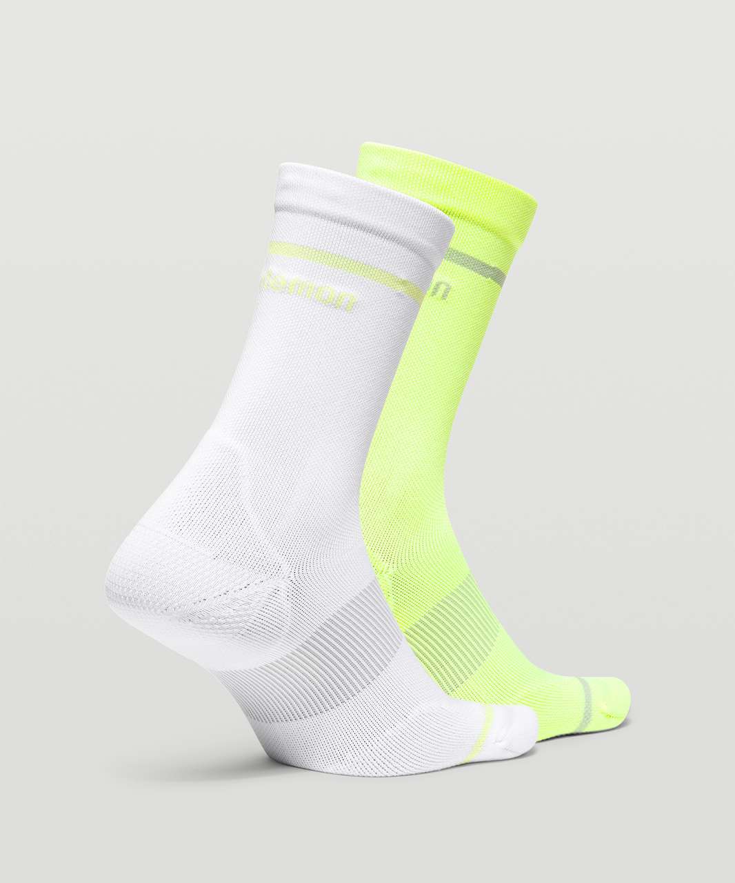 Lululemon Power Stride Crew Sock Stripe *2 Pack - Neo Mint / Highlight Yellow