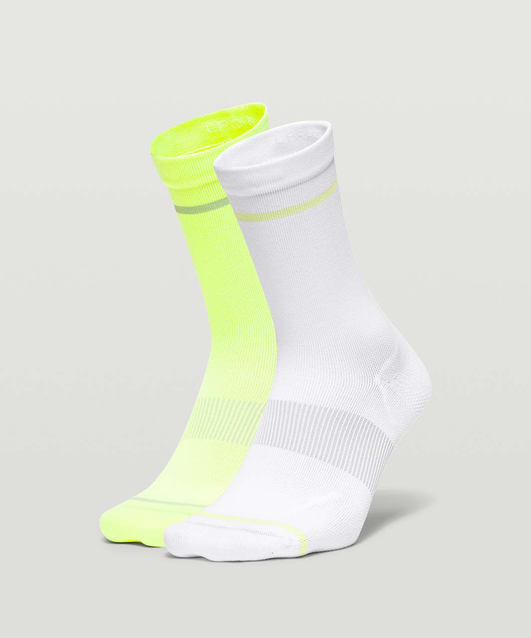 Lululemon Power Stride Crew Sock Stripe *2 Pack - Neo Mint / Highlight Yellow