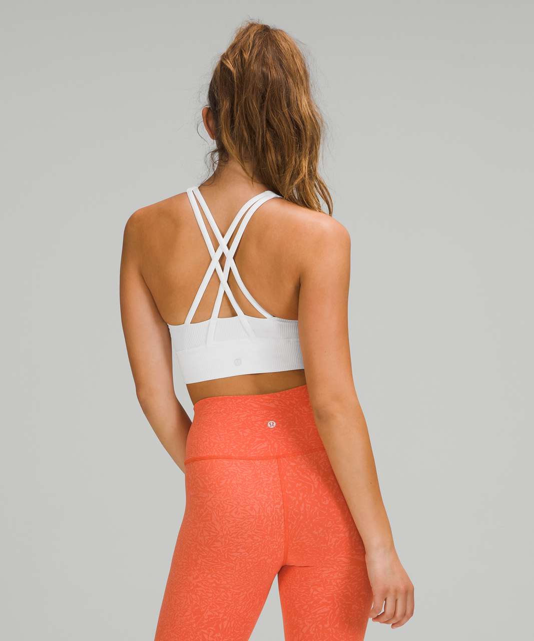 Lululemon Energy Bra High Neck Long Line Rib *Medium Support, B–D Cup -  White - lulu fanatics