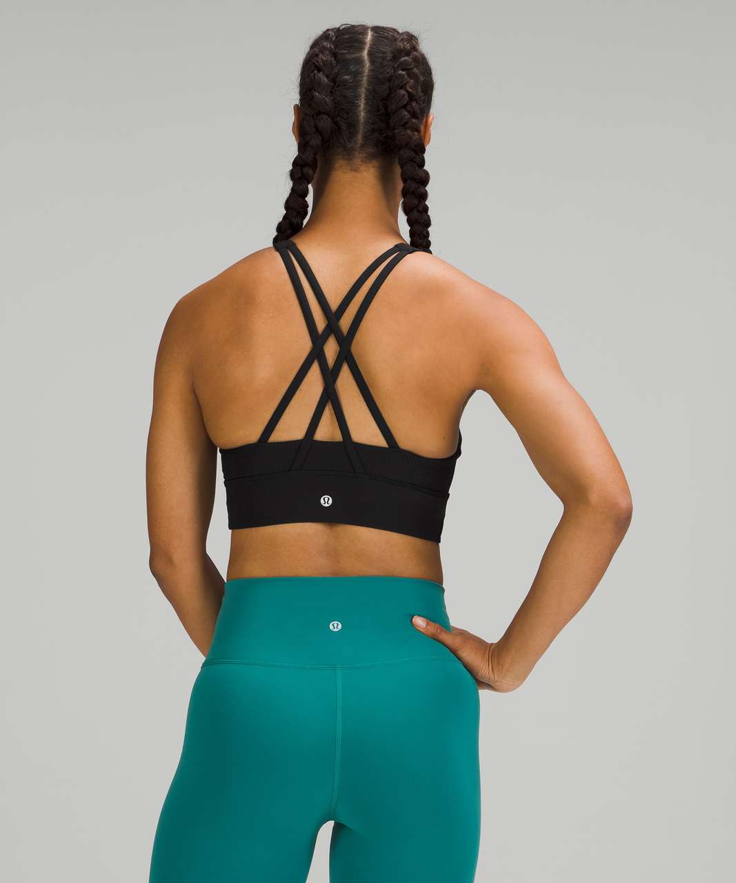 Lululemon Energy Bra High Neck Long Line Rib *Medium Support, B–D