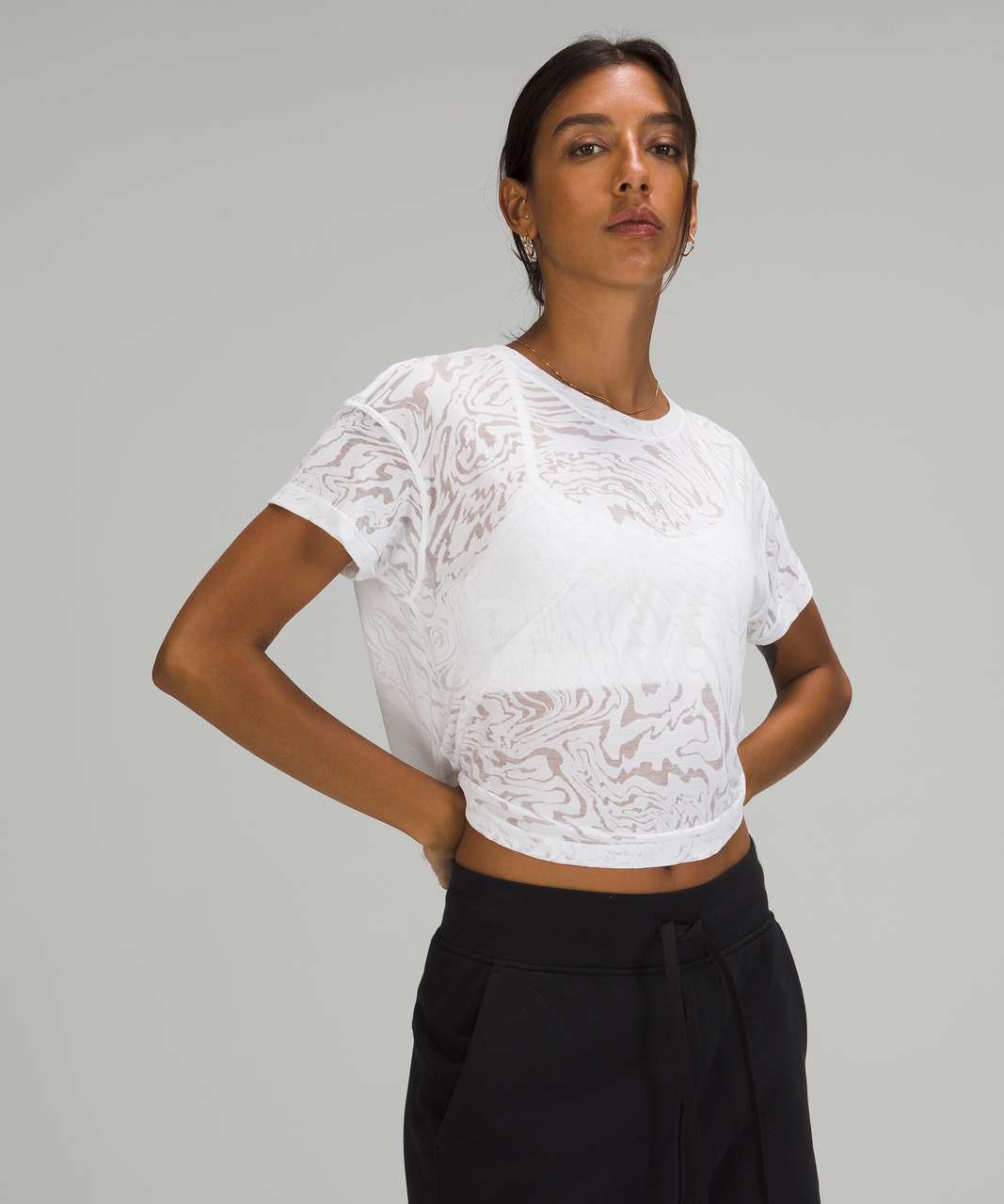 Lululemon Cates Crop Tee - White - lulu fanatics