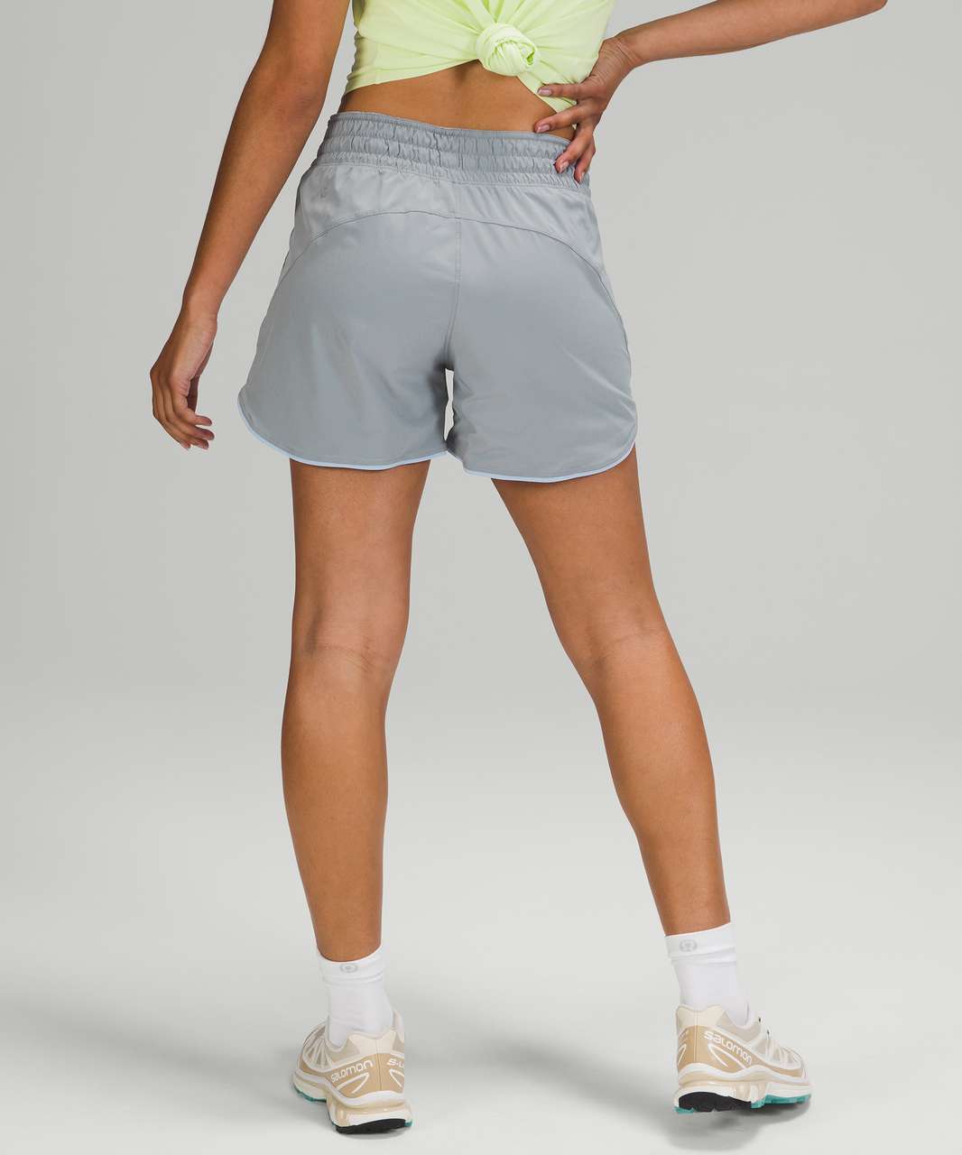 Lululemon Choose a Side Reversible Super-High Rise Short 4" - Rhino Grey / Blue Linen