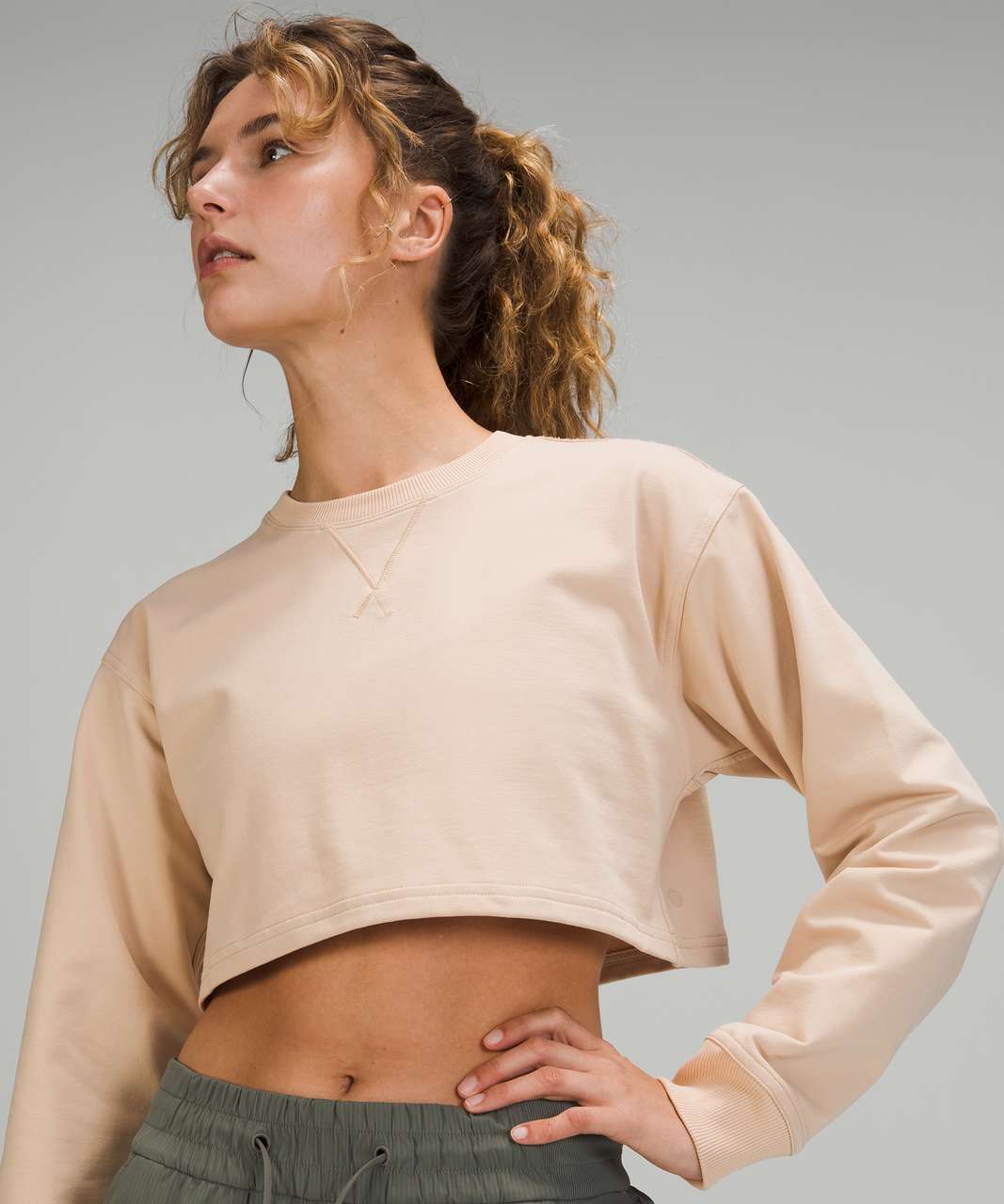 Lululemon All Yours Cropped Crew - Cafe Au Lait