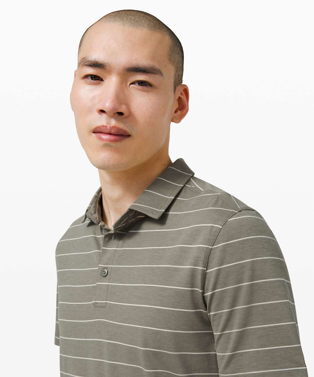 Lululemon Evolution Short Sleeve Polo - Nevis Stripe Grey Sage Light Sage