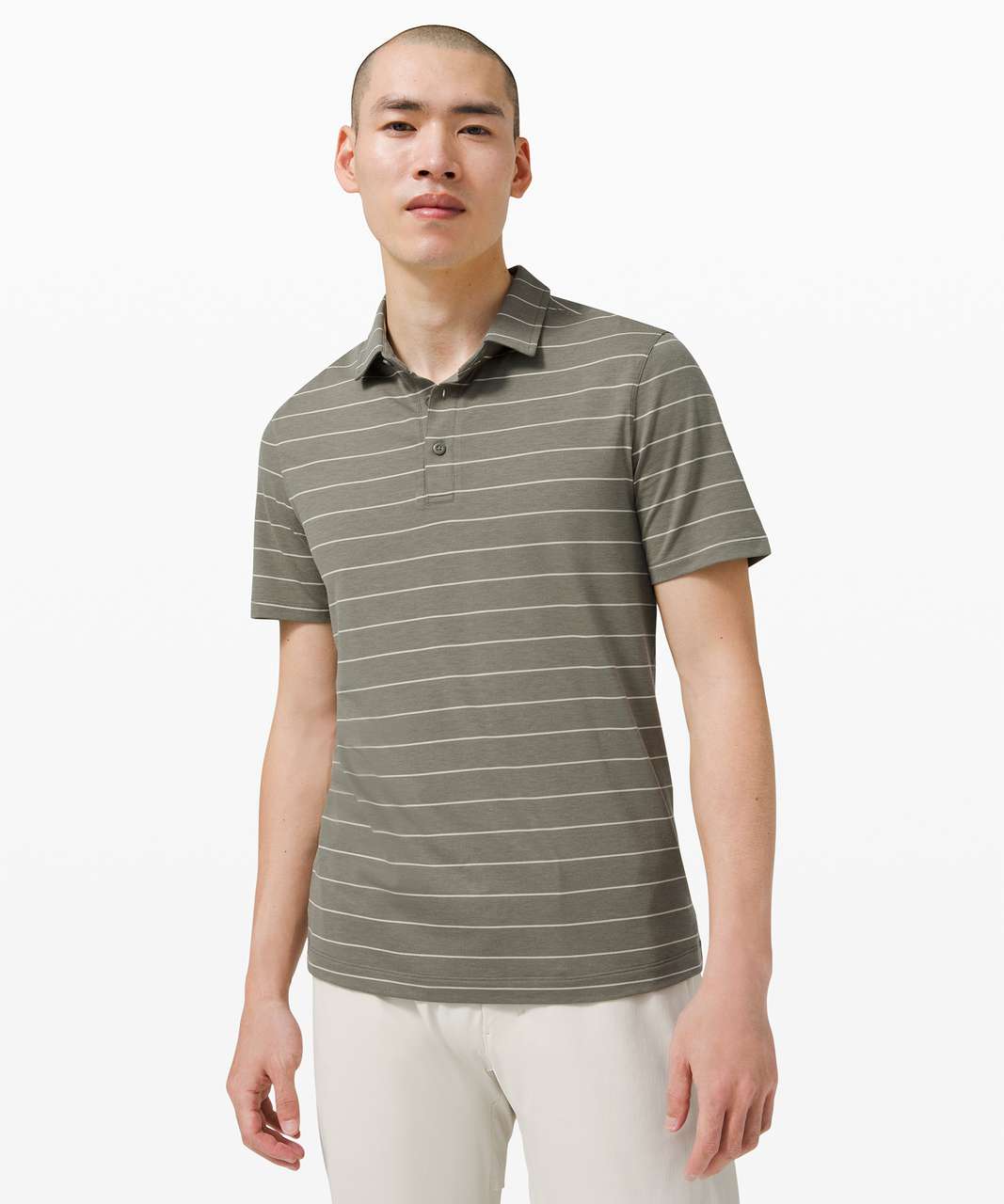 Lululemon Evolution Short Sleeve Polo Nevis Stripe Grey Sage Light Sage Lulu Fanatics