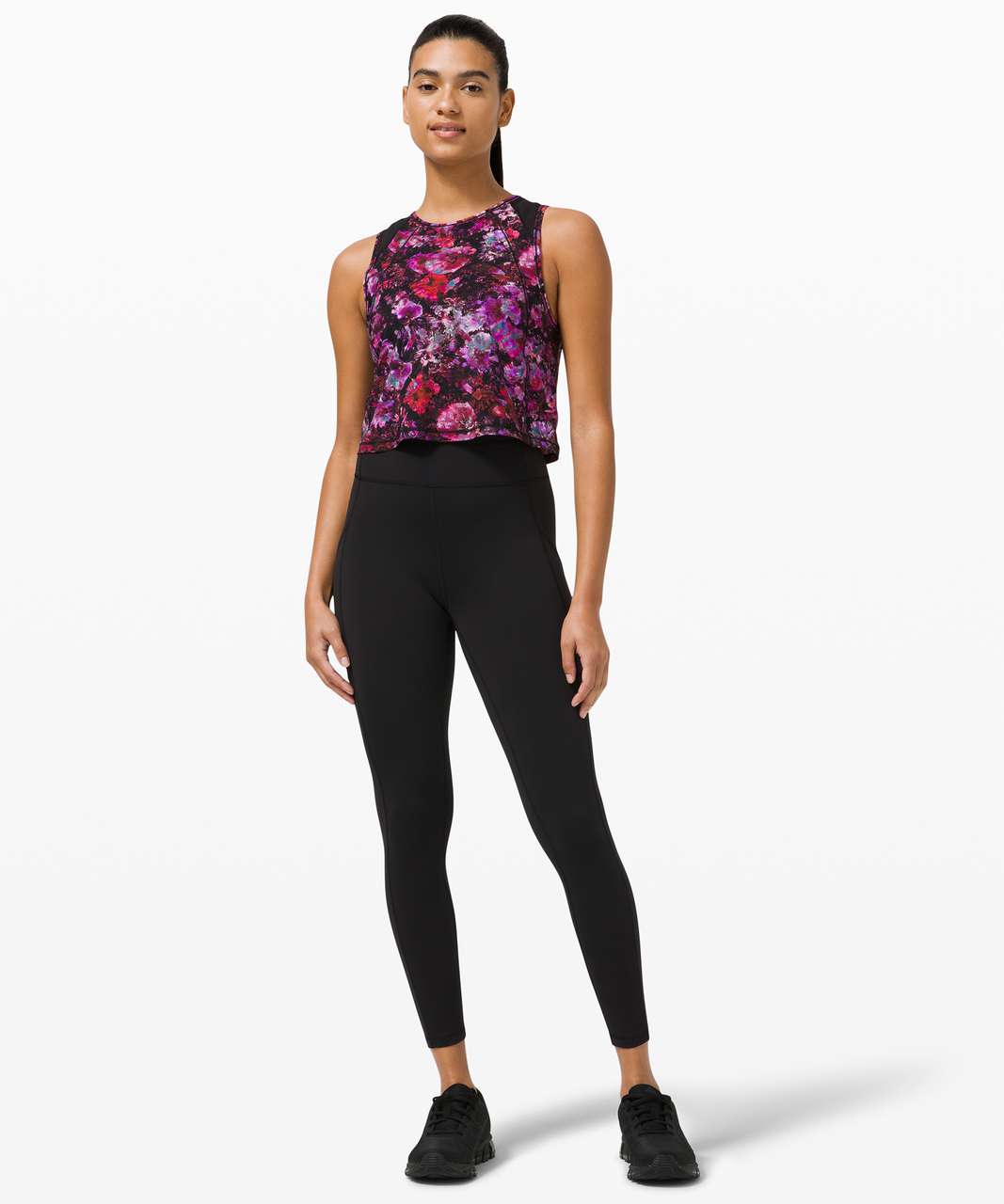 Lululemon Sculpt Tank Top *Cropped - Fluoro Floral Multi / Black