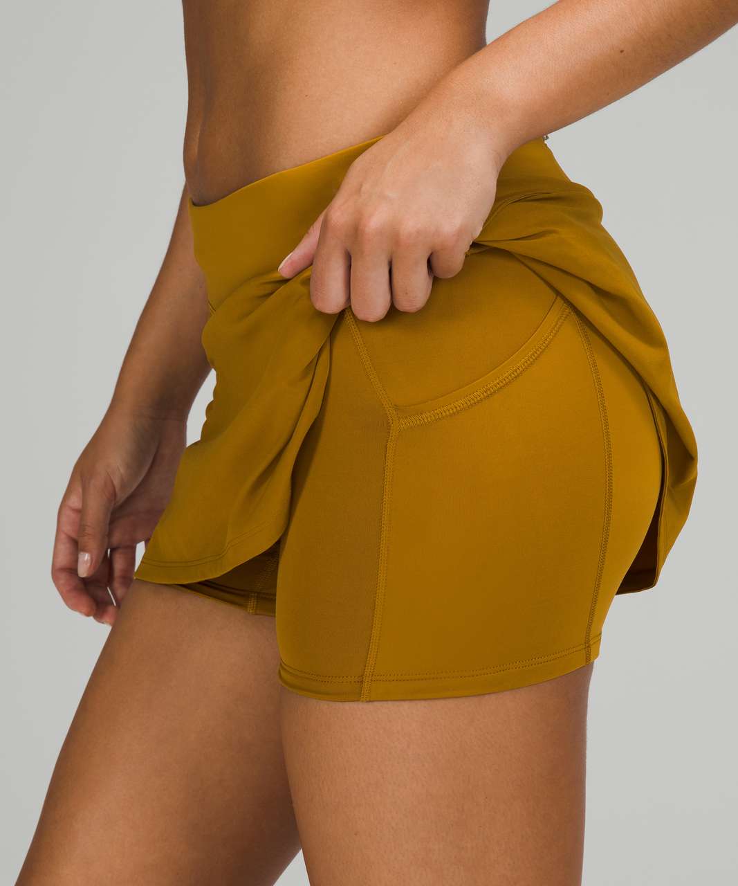 Lululemon Play Off The Pleats Mid Rise Skirt - Gold Spice
