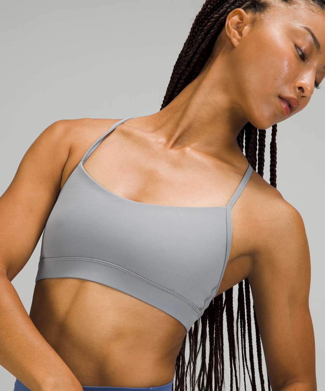 Lululemon Flow Y White Gray Sports Bra Size 8 Mesh back With Support