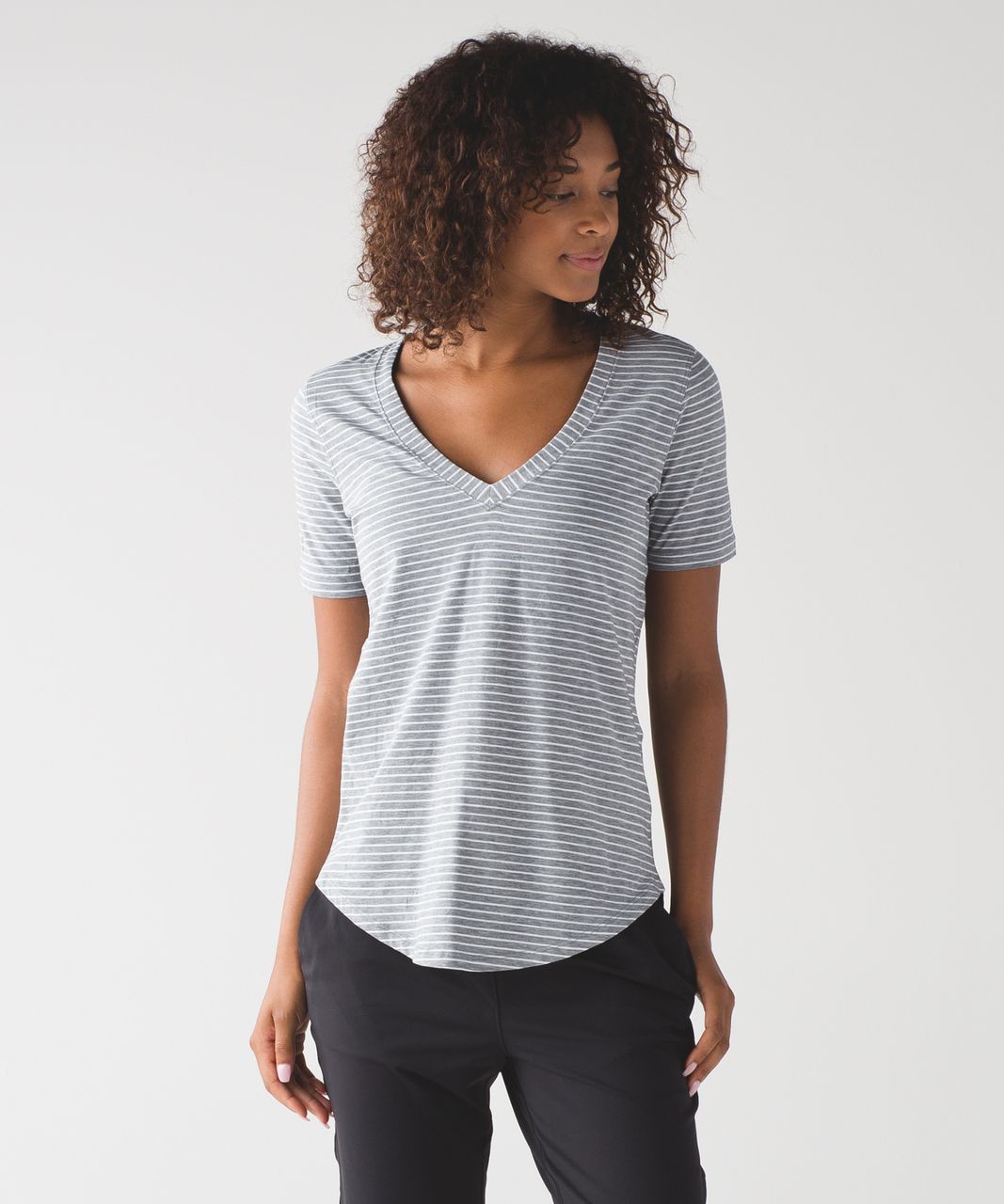 Lululemon Love Tee III - Modern Stripe Heathered Medium Grey White