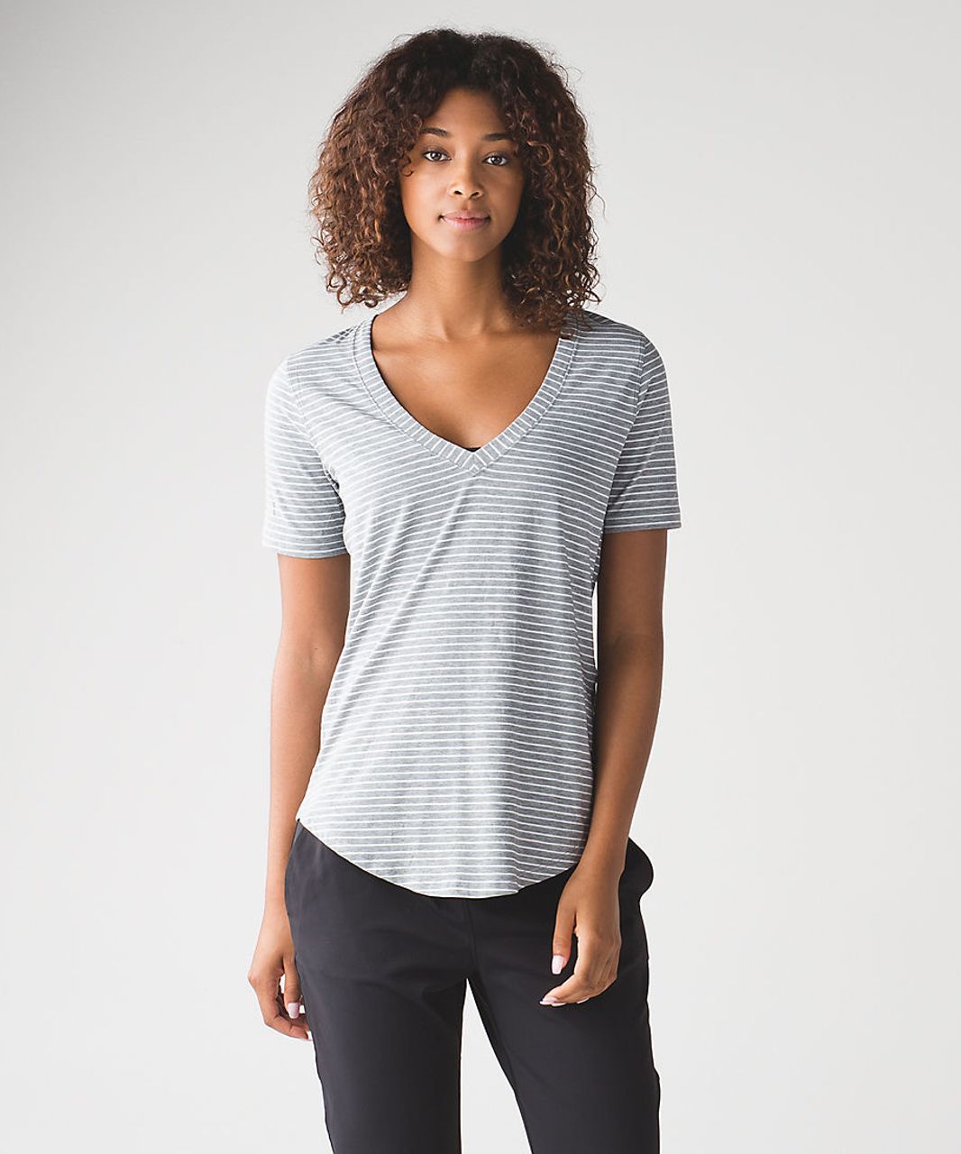 Lululemon Love Tee III - Modern Stripe Heathered Medium Grey White