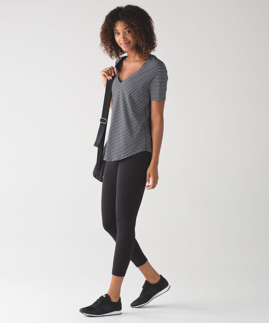 Lululemon Love Tee III - Modern Stripe Heathered Black White