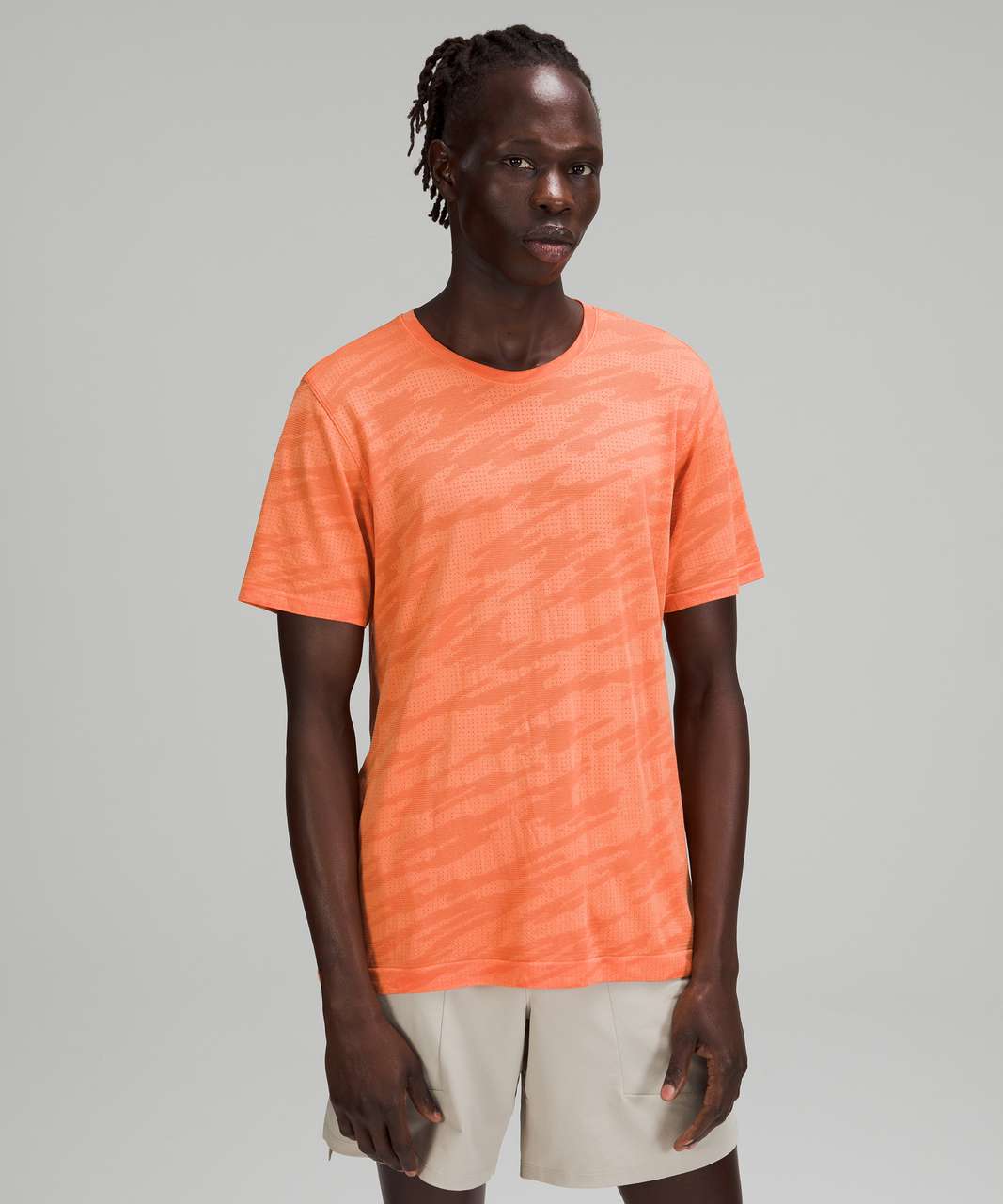 Lululemon Metal Vent Breathe Short Sleeve - Scatter Surface Warm Coral / Golden Apricot