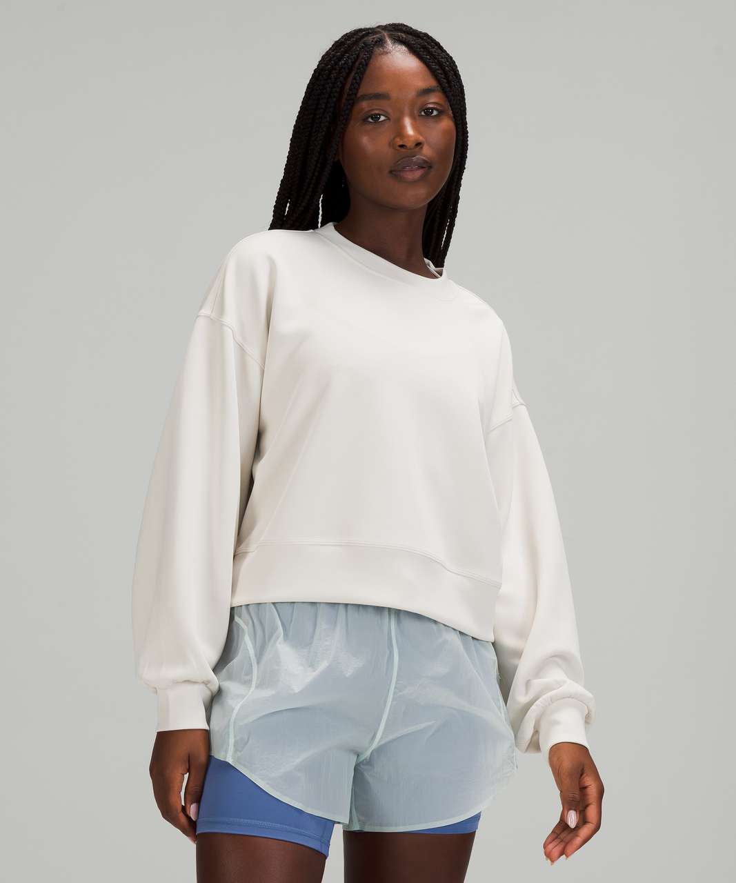 Lululemon Perfectly Oversized Cropped Crew *Softstreme™ - White Opal - lulu  fanatics