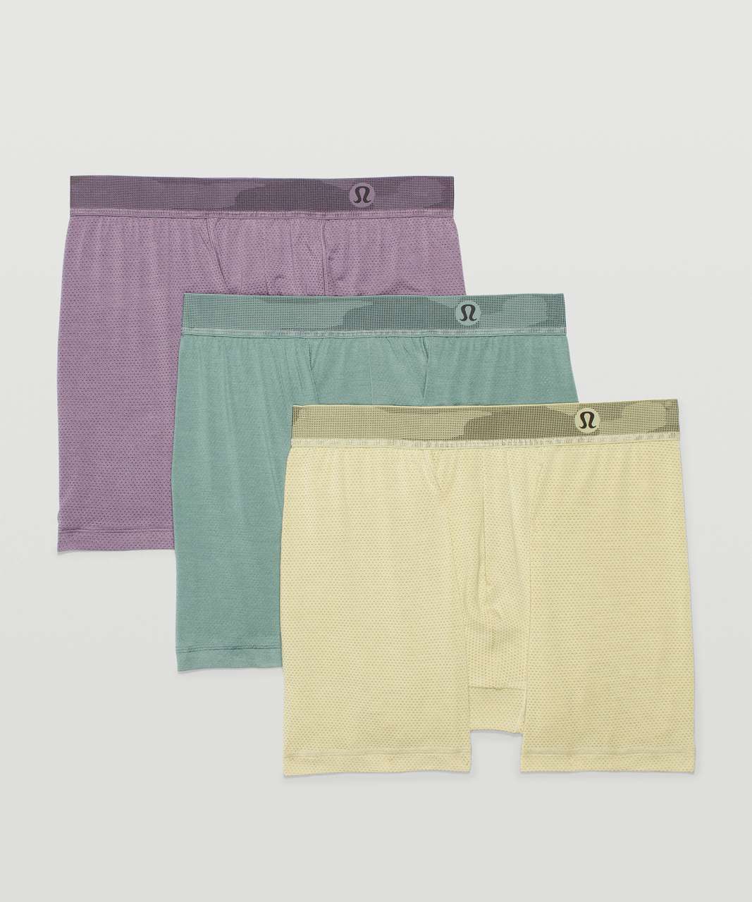 Lululemon Always in Motion Boxer Mesh 5" *3 Pack - Dusky Lavender / Dew Green / Tidewater Teal