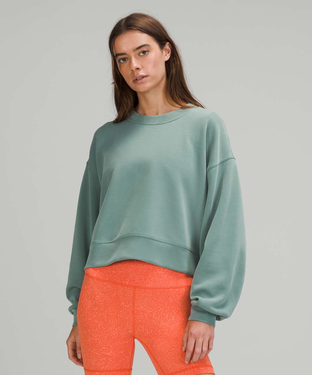Lululemon Perfectly Oversized Cropped Crew *Softstreme™ - Tidewater Teal