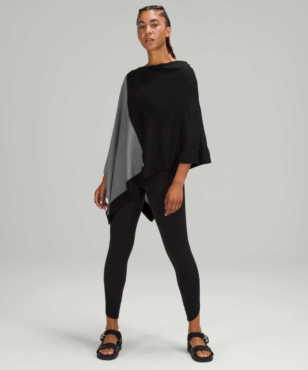 Lululemon Lightweight Knit Poncho - Black / Asphalt Grey - lulu