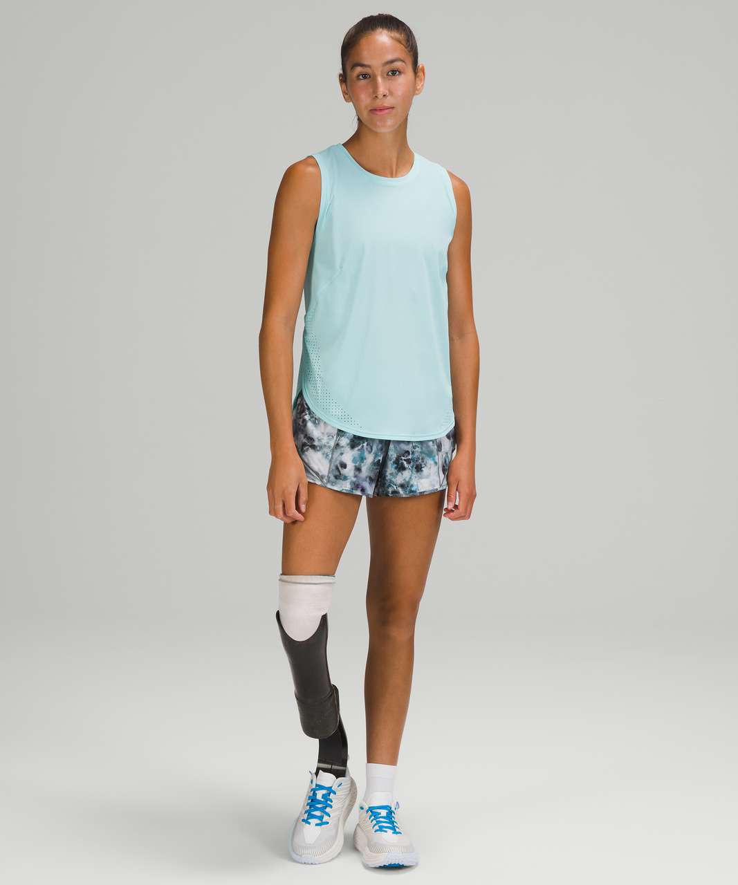 Lululemon High Neck Split Hem Run Tank - Icing Blue