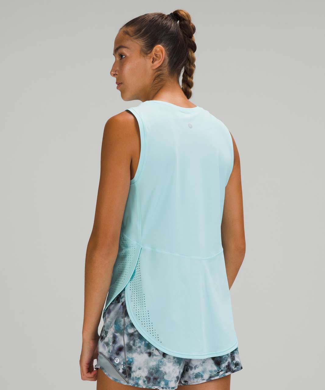 Lululemon High Neck Split Hem Run Tank - Icing Blue