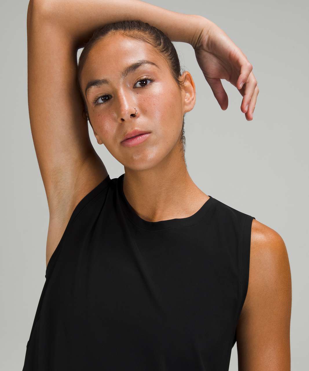 Lululemon High Neck Split Hem Run Tank - Black