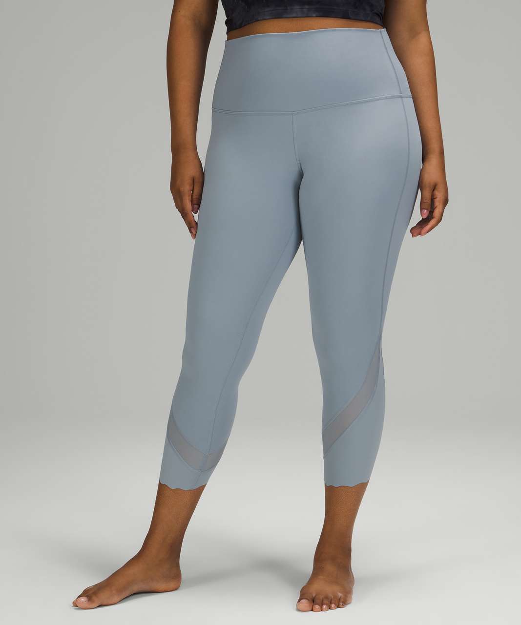 LULULEMON Wunder Under Crop High-Rise Roll Down Scallop Full-On Luxtreme  23 (Wee are from Space Nimbus Battleship/Nimbus, 10) at  Women's  Clothing store