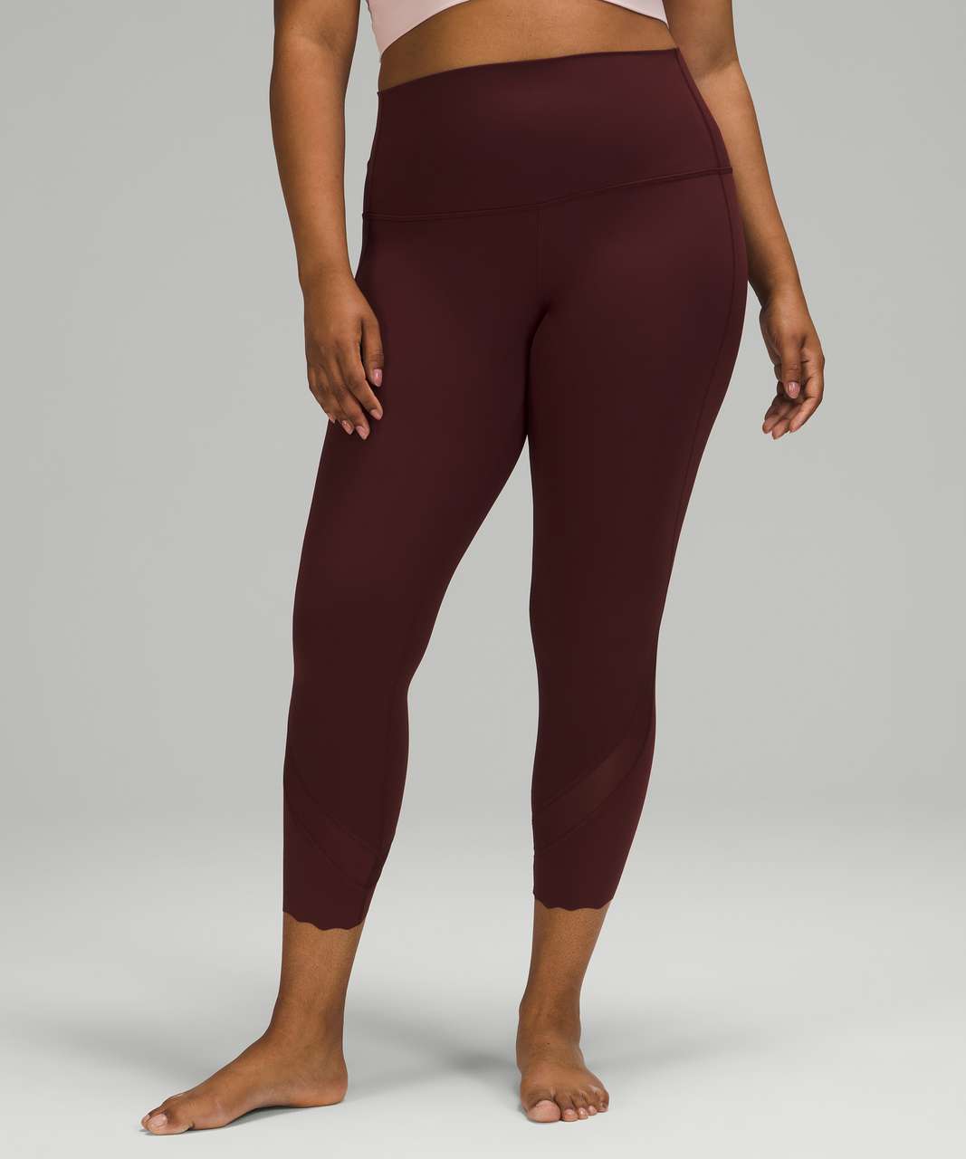 Lululemon Wunder Under High-Rise Crop 23 *Updated Scallop Full-On Luxtreme  - Red Merlot - lulu fanatics