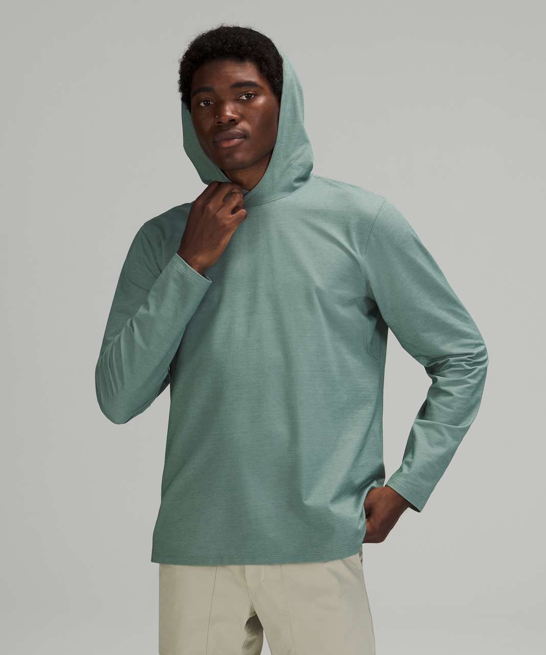 Oversized Fit Cotton Hoodie - Light green - Men