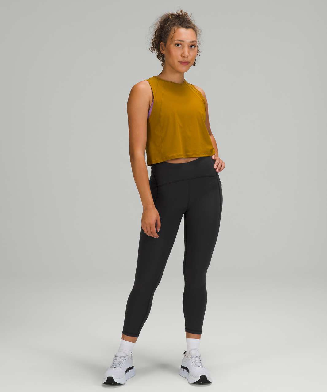 Lululemon Power Thru High Rise Crop 23 - Black - lulu fanatics