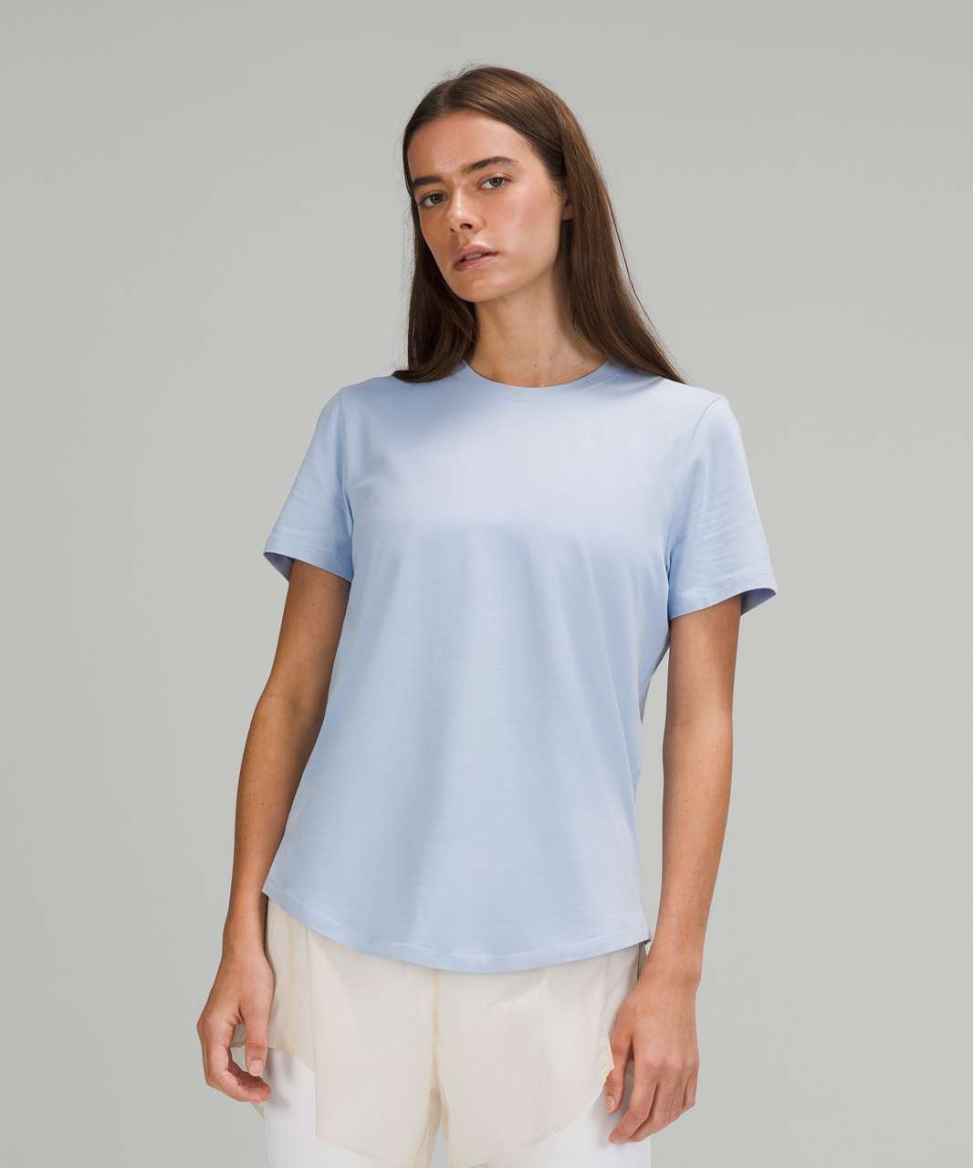 Tong Short Sleeve Tee in Lemon Linen and in Aqua Linen Lemon / L