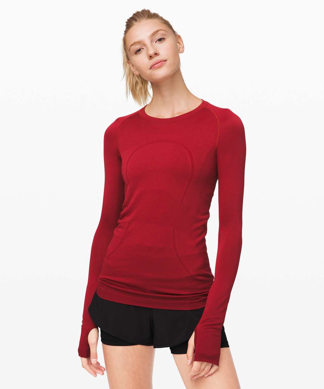 Lululemon Swiftly Tech Long Sleeve Shirt 2.0 *Race Length - Dark Red / Dark  Red - lulu fanatics