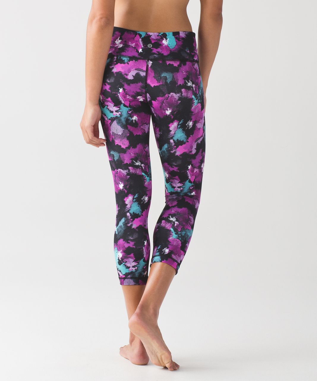 Lululemon Wunder Under Crop III - Midnight Bloom Black Deep Fuschia