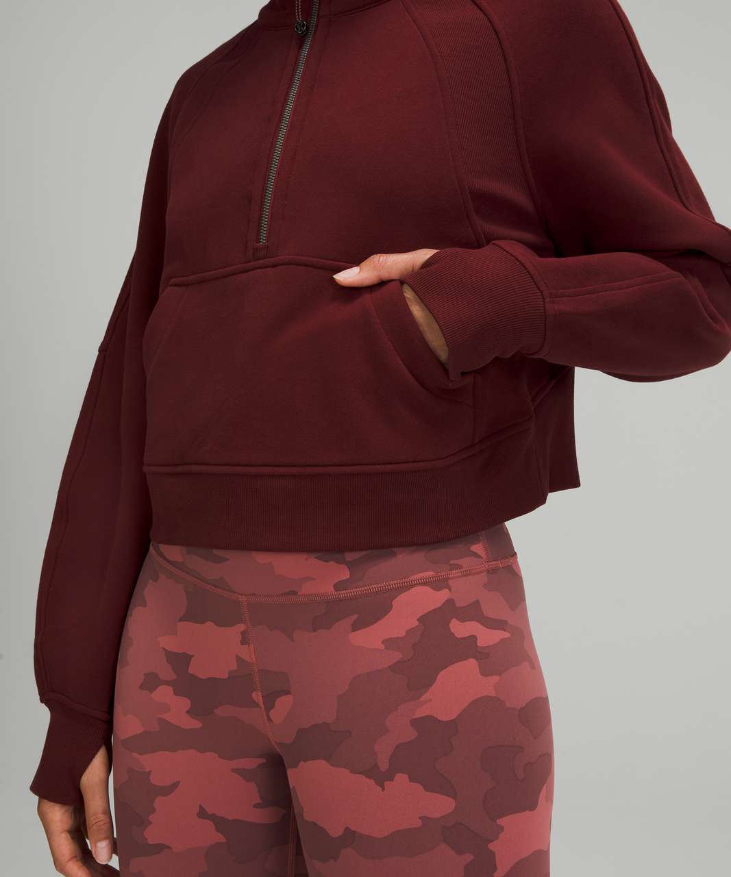 Ootd #2 28” align red merlot (6) scuba oversized half zip (m/l